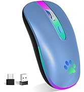 FUWANG Wireless Mouse,Rechargeable LED Wireless Bluetooth Mouse,Portable USB Optical 2.4G Wireles...