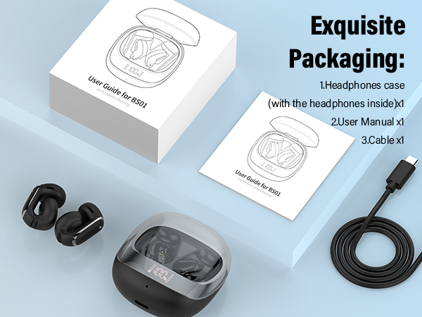 Wireless Earbuds Clip On Ear Headphones Open Ear earphones Headset Workout