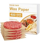 SMARTAKE 6 x 6 Inches Wax Paper, 400 Pcs Non-Stick Hamburger Patty Paper, Square Sandwich Separat...