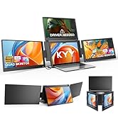 Triple Screen Laptop Monitor Extender, Quad Monitor 15.6” FHD 1080P Portable Triple Monitors, 1 U...