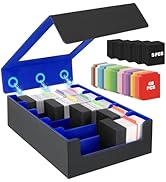 AOBOPLE 5 Rows Trading Card Storage Box,3900+ Card Deck Case for Trading Cards with 48 Pcs Colorf...