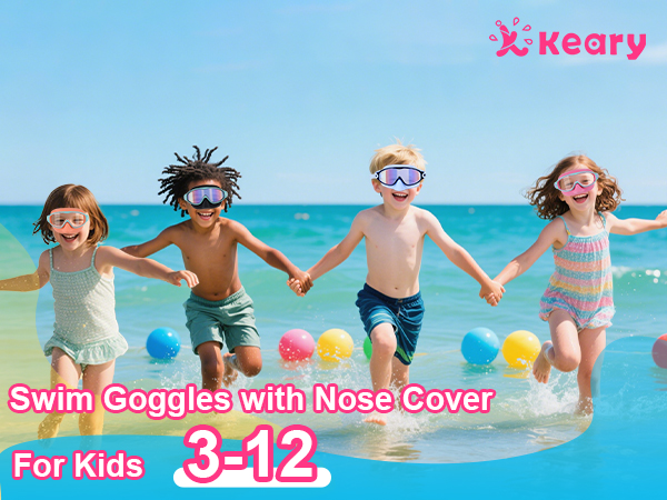 kids swim goggles with nose cover