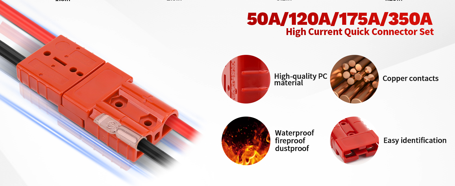 50A-600V Battery Quick Connect/Disconnect with 7/8/10/12 AWG