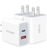 USB C Charger Block, 3-Pack 20W Dual USB C Wall Charger PD+QC Wall Plug 2-Port Type C Power Adapt...