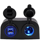 BlueFire Two Hole Tent Type Panel 4.2a Dual USB Charger + 12V/24V Cigarette Lighter Socket for Ca...