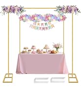 JEBUTU Square Backdrop Stand, Wedding Arch Heavy Duty Adjustable Stand, Over The Table Rod Stand ...