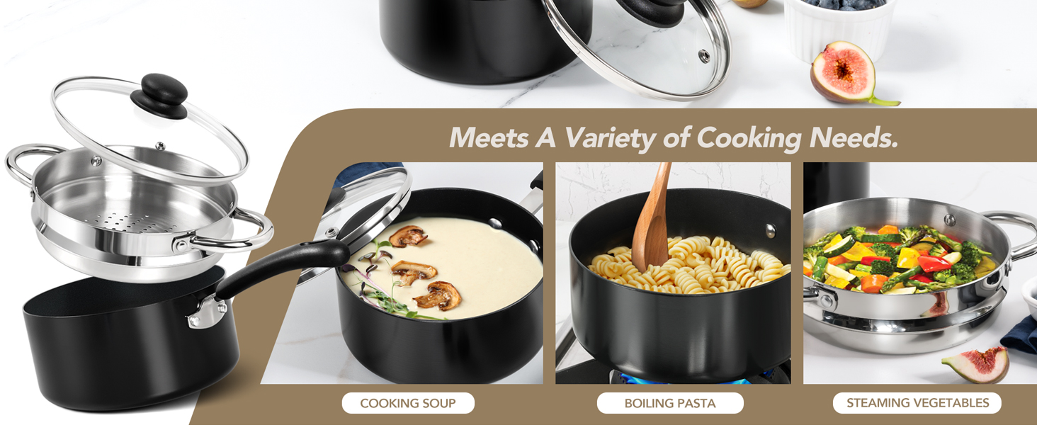 COOKING SOUP BOILING PASTA STEAMING VEGETABLES