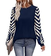 WIHOLL Long Sleeve Shirts for Women Fall Fashion Tops Trendy Color Block | Winter Clothing 2026, ...