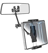 INSSKY Car Rearview Mirror Tablet Mount, [Secure Grip] 360° Rotation Easy Installation Tablet Hol...