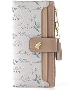 Stylifeo Womens Slim Bifold Wallet, RFID Blocking PU Leather, Long Ladies Floral Pattern with Zip...