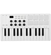 25-Key MIDI Control Keyboard Mini Portable USB Keyboard MIDI Controller with 25 Velocity Sensitiv...