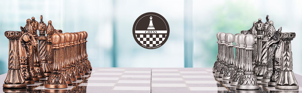 Retro Metal Chess Set for Adults and Kids
