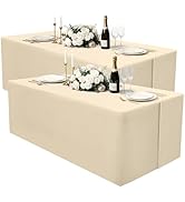 homing 2 Packs Rectangle Fitted Tablecloth, 6 Foot Washable Fabric Table Cloth, Waterproof Polyes...