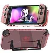 [Easy Docking Version] GLDRAM Clear Red Case for Nintendo Switch 2 (2025), Dockable Hard Shell PC...