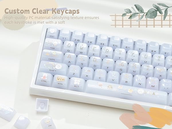 Keyboard Keycaps Jelly, White Ceramic Keycaps Style, Cake Sheep Key cap