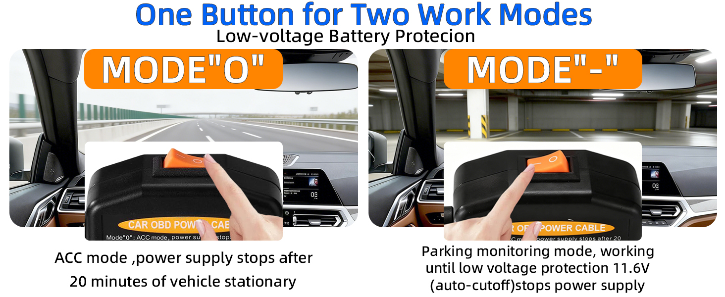 Dash Cam Hardwire Kit USB C, OBD2 to Type-C Adapter Hardwire Kit with 24/7 Parking Mode