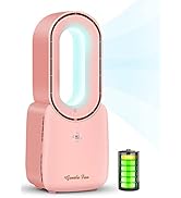 Misby Desk Fan, Portable Bladeless Fan 4 Wind Speed &amp; 5 LED Light, 11.8 Inch Desktop Fan Small Qu...