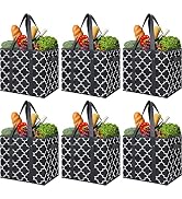 WISELIFE Reusable Grocery Bags 6-Pack Foldable Washable Large Storage Bins Basket Water Resistant...