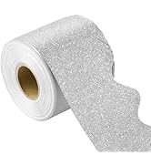 65.6 Feet Silver Bulletin Board Borders, Gold Scalloped Bulletin Board Paper with 80 Pieces Glue ...