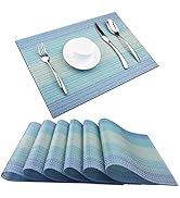 PIGCHCY Placemat,Washable Cross-Weave Non-Slip Insulation Placemat Vinyl Table Mat Set of 6 (6pcs...