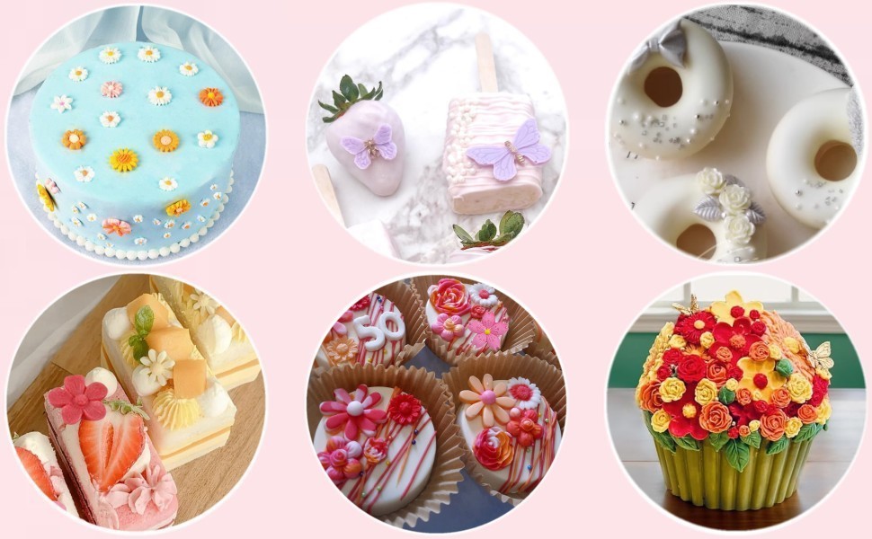Flower Silicone Molds, Rose Leaf Daisy Sunflower Chrysanthemum Small Flowers Fondant Molds