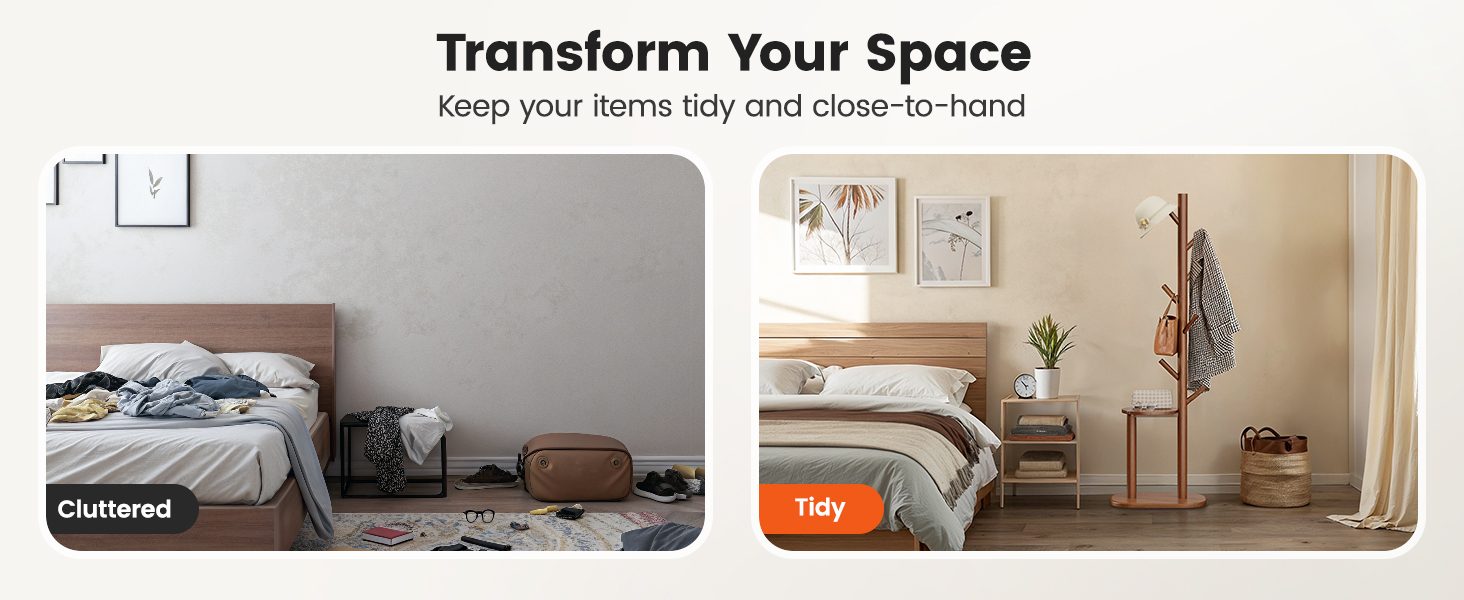 coat rack tree freestanding hat rack hall tree with shelf entryway hallway bedroom PIFCR11BR