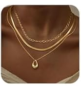 NECOCY Christmas Gift 14k Gold/Silver Plated Layered Gold Necklaces for Women, 3Pcs Dainty Herrin...