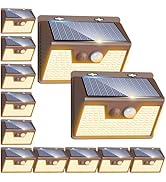 Peasur Brown Solar Lights Outdoor Motion Sensor, 12Pack 140LED Waterproof Solar Powered Fence Lig...