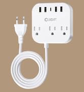 European Plug Adapter, Unidapt US to UK Europe Power Strip for EU/UK/US with USB C and 4 USB Port...