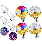 4Pcs Colorful Rotating Magic Ball Disco Ball Light Bulb with Sockets, Plug in RGB LED Stage Light...