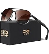 LUENX Men's Aviator Sunglasses Polarized Square Polygon Retro Shades UV 400 Protection