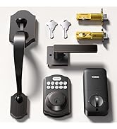 TEEHO Keyless Entry Door Lock Deadbolt with Handle Set, Electronic Digital Smart Locks Set for Fr...