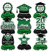 Graduation Table Decorations 2026,Green Graduation Centerpieces for Tables, 9Pcs Honeycomb Center...