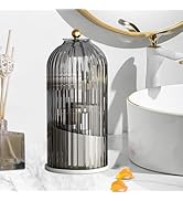 Toothbrush Holder with Sliding Lid, 360° Rotating Makeup Brush Storage Rack - Waterproof and Dust...