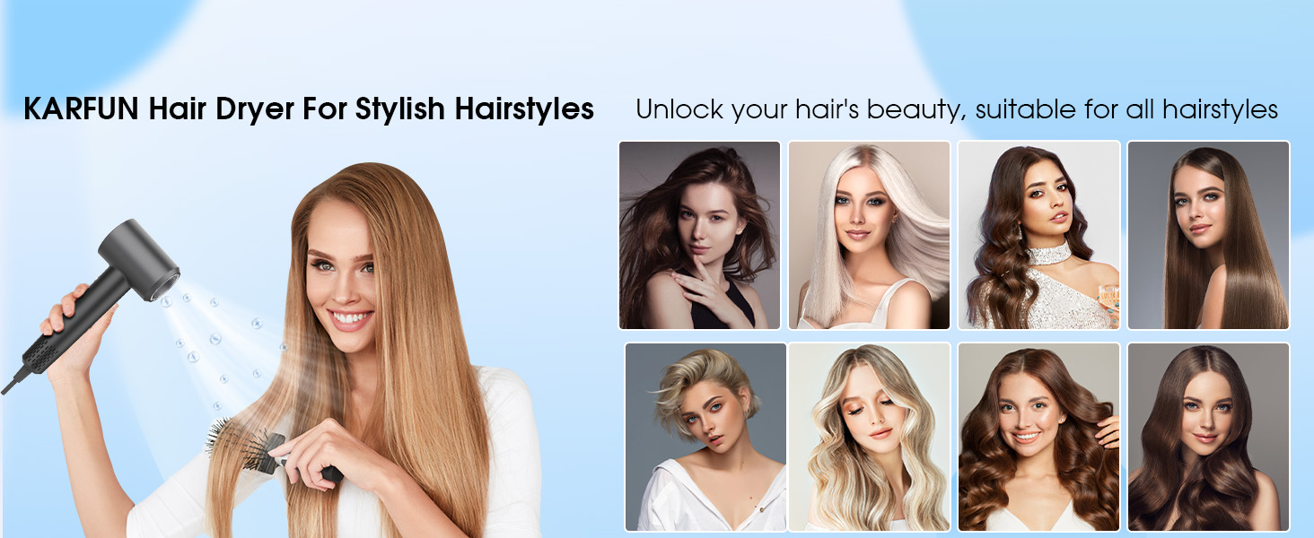 HairDryer For Stylish Hairstyles Plasma Hair Dryer High-Speed Brushless Motor Fast Drying BlowDryer