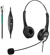 Callez RJ9 Office Phone Headset with Microphone Noise Cancelling, Telephone Headset Compatible wi...
