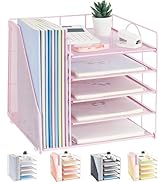 LEKETREE Desk Organizers and Accessories, 5-Tier Paper Letter Tray Organizer with File Holder, De...