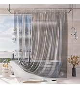 AmazerBath Shower Curtain Liner, 100% EVA Soft Clear Grey Heavy Duty Shower Curtain and Liner 2-i...