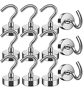 FINDMAG 12 Pack 25 LBS Magnetic Hooks Neodymium Magnet Hooks for Hanging, Magnets with Hook Stron...