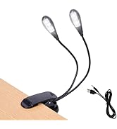 Music Stand Light, 1/2/4/10 Pack Clip on LED Book Lights, USB and AAA Battery Operated, Reading L...