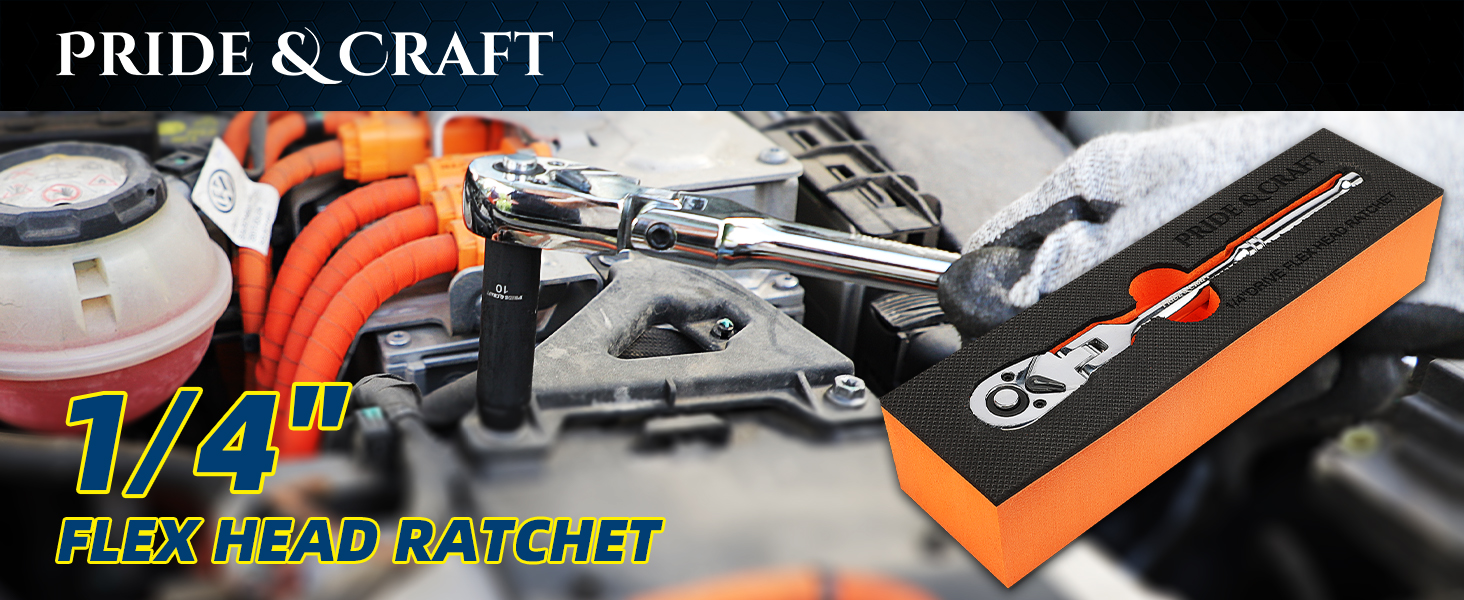 PRIDE&amp;amp;CRAFT 1/4 Inch Flex Head Ratchet