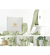 HUIHUANG Sage Green Satin Ribbon 1-1/2 inch x 100 Yards Green Double-Faced Satin Ribbon for Flowe...