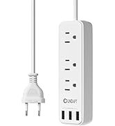 European Travel Plug Adapter, Unidapt International Power Strip, US to Europe USB Extension Cable...