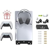 NANANINO Wall Mounting Bracket for PS5/New PS5 Silm Console, PS5 Slim Wall Mount Kit with Control...