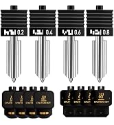HIKUDIY 4PCS Hardened Steel Hotend Nozzle Set (0.2/0.4/0.6/0.8mm) Compatible with Bambu Lab X2D P...