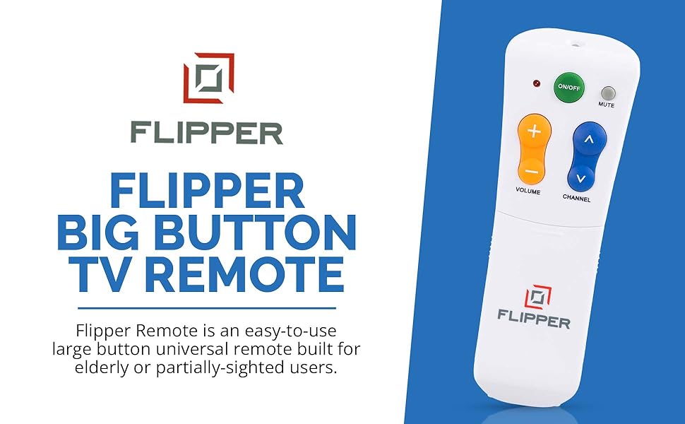 Flipper Big Button TV Remote - Easy to use Large Button Universal Remote Built for Elderly