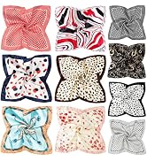 COOLANS 10 PCS Mixed Set Scarf 20 inch x 20 inch,Fashion Square Satin Neck Scarf Head scarf for W...
