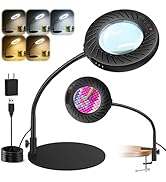 Akynite 12X Magnifying Glass with Light and Stand, 144 LEDs Flexible Desktop Magnifying Lamp, 5 C...