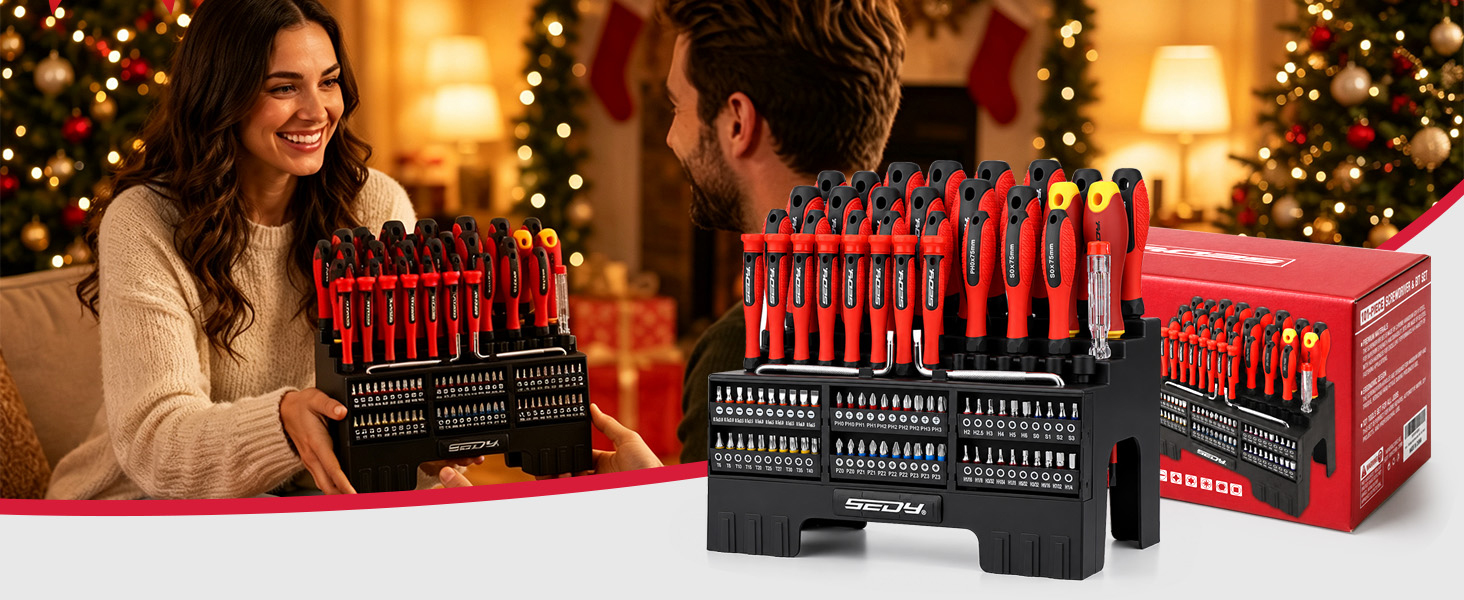 101-Piece Magnetic Screwdriver Set with 60 Bits, Ratchet and Storage Rack