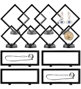 JINGIHE 12Pcs Floating Frame Display Case, Challenge Coin Displays Holder with Base, 3D Transpare...
